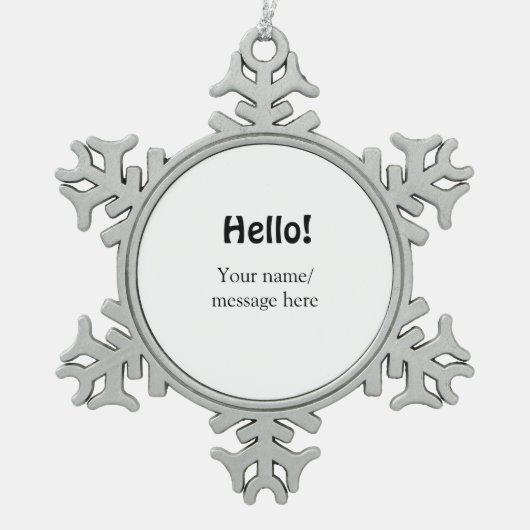 Ornement Flocon De Neige Bonjour ajouter un message de nom simple minimum é (Devant)