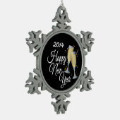 Ornement Flocon De Neige Bonne année, Champagne & Confetti (Gauche)