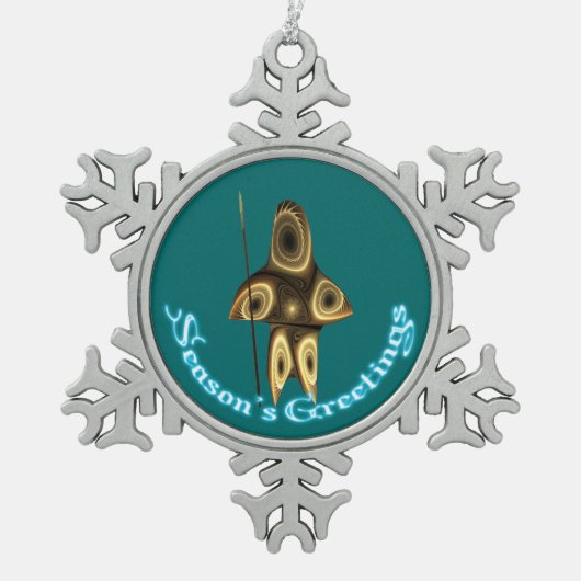 Ornement Flocon De Neige Bonnes Fêtes - Chasseur inuit fragile (Devant)