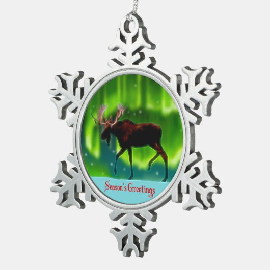 Ornement Flocon De Neige Bonnes Fêtes - Éclairage du Nord Oie (Vue impression)