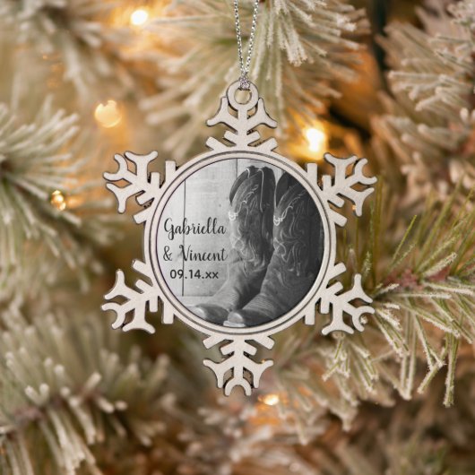 Ornement Flocon De Neige Boots rustiques Cowboy Pays Mariage occidental (Arbre)