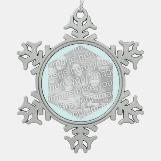 Ornement Flocon De Neige Bordure photo Cyan Hexagon clair (Devant)