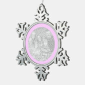Ornement Flocon De Neige Bordure ronde rose (Vue impression)