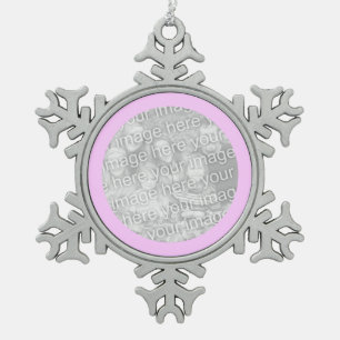 Ornement Flocon De Neige Bordure ronde rose