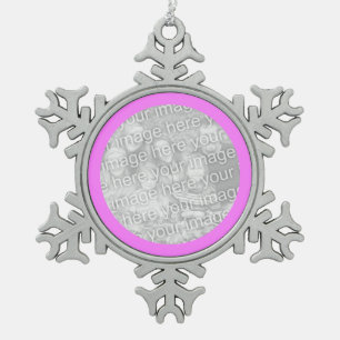 Ornement Flocon De Neige Bordure ronde rose