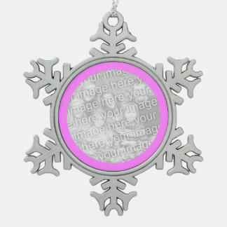 Ornement Flocon De Neige Bordure ronde rose