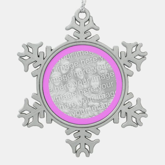 Ornement Flocon De Neige Bordure ronde rose (Devant)