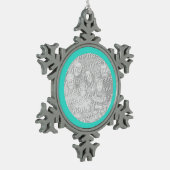 Ornement Flocon De Neige Bordure ronde Turquoise (Gauche)