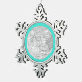 Ornement Flocon De Neige Bordure ronde Turquoise (Vue impression)