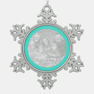 Ornement Flocon De Neige Bordure ronde Turquoise