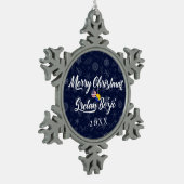 Ornement Flocon De Neige Bosnian American With Custom Year Bilingual (Gauche)