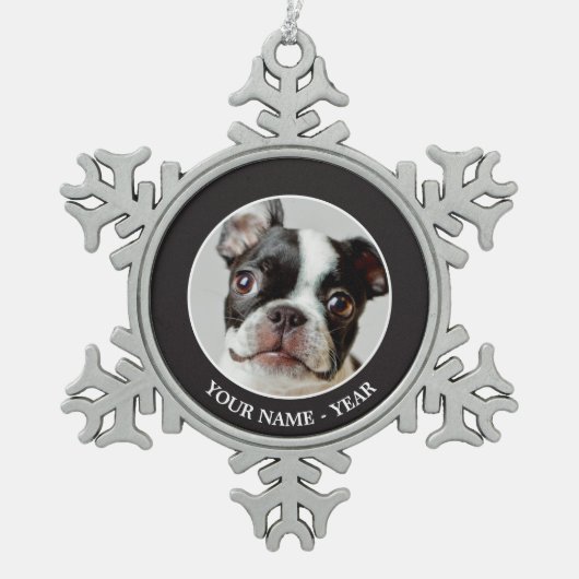 Ornement Flocon De Neige Boston Terrier (Devant)