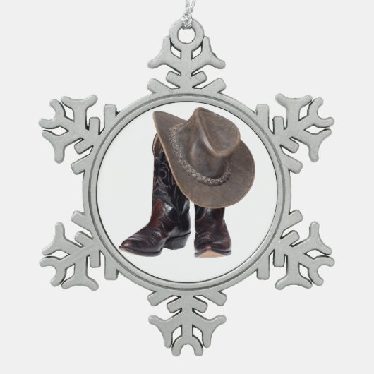 Ornement Flocon De Neige Bottes et casquette de cowboy (Devant)