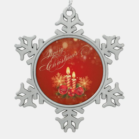 Ornement Flocon De Neige Bougies de Noël, Boules, Snowflakes (Devant)