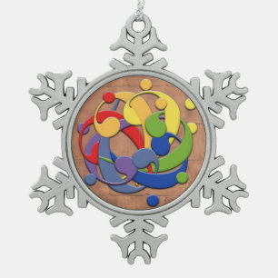 Ornement Flocon De Neige Boule de puzzle d'arc-en-ciel de clef basse