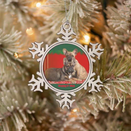 Ornement Flocon De Neige Bouledogue français Joyeux Noël Bouledogue (Arbre)