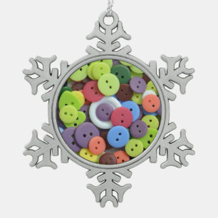 Ornement Flocon De Neige Bouton coloré ornement de Noël motif