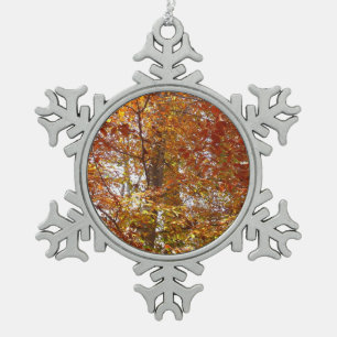 Ornement Flocon De Neige Branches de feuilles orange Nature automnale