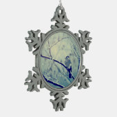 Ornement Flocon De Neige Bruant sur la branche enneigée (Gauche)