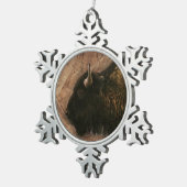 Ornement Flocon De Neige Buffalo de bison de bois (Vue impression)