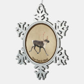 Ornement Flocon De Neige Bull Caribou (Reindeer) Sur Ancien Papier (Vue impression)