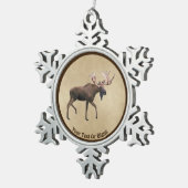 Ornement Flocon De Neige Bull Moose Sur Ancien Papier (Vue impression)