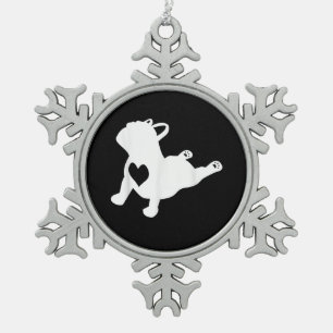 Ornement Flocon De Neige Bulldog Yoga Pose Love Heart Workout