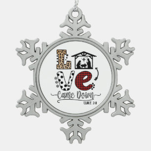 Ornement Flocon De Neige Cadeau de Noël Love Came Down