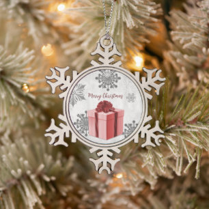 Ornement Flocon De Neige Cadeau de Noël Rouge