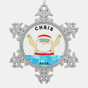 Ornement Flocon De Neige Cadeau de vacances de natation