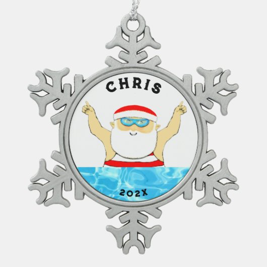 Ornement Flocon De Neige Cadeau de vacances de natation (Devant)