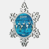 Ornement Flocon De Neige Cadeau de vacances de natation synchronisée (Vue impression)