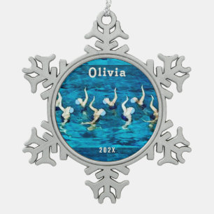 Ornement Flocon De Neige Cadeau de vacances de natation synchronisée