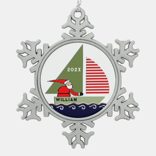 Ornement Flocon De Neige Cadeau de vacances de voile personnalisé (Devant)