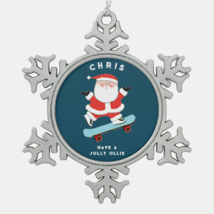 Ornement Flocon De Neige Cadeau de vacances pour skater de skateboard