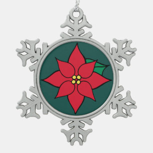 Ornement Flocon De Neige Cadeau d'ornement de vacances étoile rouge poinset