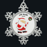 Ornement Flocon De Neige Cadeaux de volley-ball personnalisés<br><div class="desc">Cadeau de Noël de volleyball cadeau de vacances collectible avec joueur de volley-ball Père Noël mignon. Pour personnaliser modifier le texte pour ajouter le nom et l'année.</div>