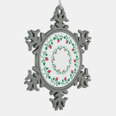 Ornement Flocon De Neige Cadre rond fleuri avec fleurs roses (Gauche)