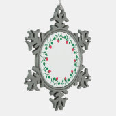 Ornement Flocon De Neige Cadre rond fleuri avec fleurs roses (Gauche)