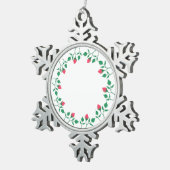 Ornement Flocon De Neige Cadre rond fleuri avec fleurs roses (Vue impression)