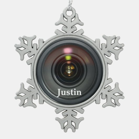 Ornement Flocon De Neige Camera Lens Ornament Customisez-le ! (Devant)