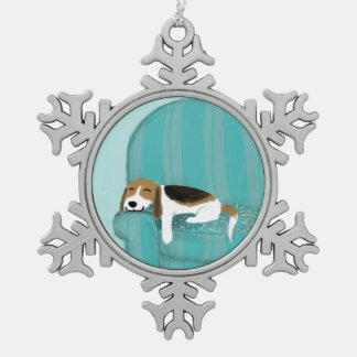 Ornement Flocon De Neige Canapé heureux Chien - Beagle mignon endormi de va