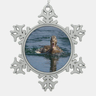 Ornement Flocon De Neige Canard avec le bec ouvert