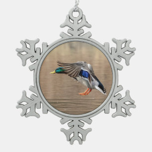 Ornement Flocon De Neige Canard colvert en vol