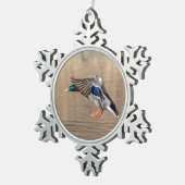 Ornement Flocon De Neige Canard Mallard en vol (Vue impression)