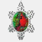 Ornement Flocon De Neige Cardinal dans l'arbre (Vue impression)