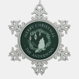 Ornement Flocon De Neige Cardinal de la couronne de vacances Noël personnal