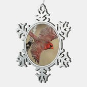 Ornement Flocon De Neige Cardinal du nord en vol (Vue impression)