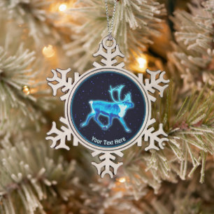 Ornement Flocon De Neige Caribou Bleu
