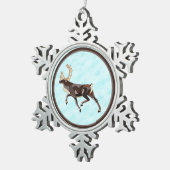 Ornement Flocon De Neige Caribou/Reindeer d'art populaire (Vue impression)